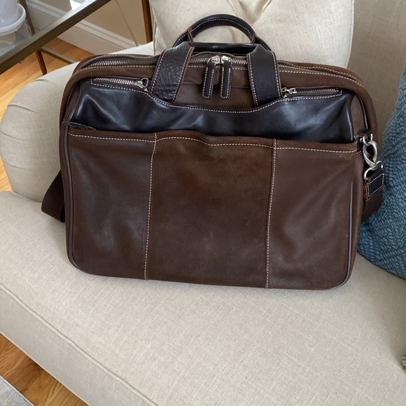 EUC BROWN PELLE STUDIO OILED SUEDE & LEATHER MESSENGER BAG/CARRY-ON - Picture 2 of 15